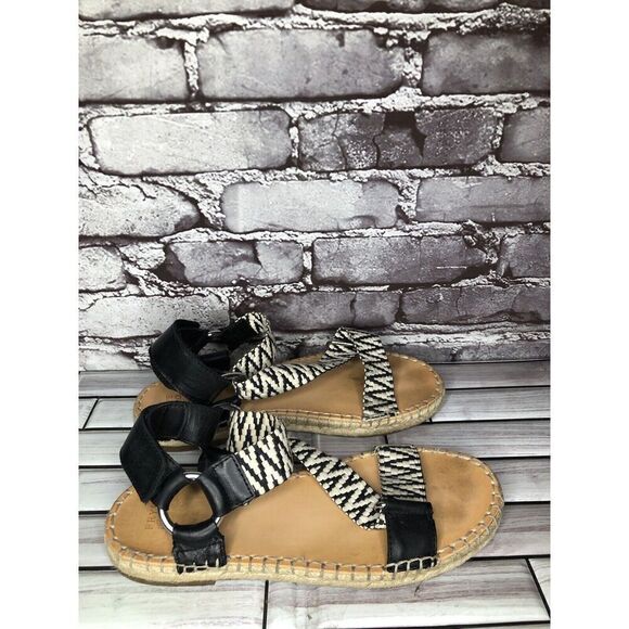Frye & Co Kole White Black Asymmetrical Espadrilles Sandals Women Sz 8.5M US/39 - Picture 10 of 16